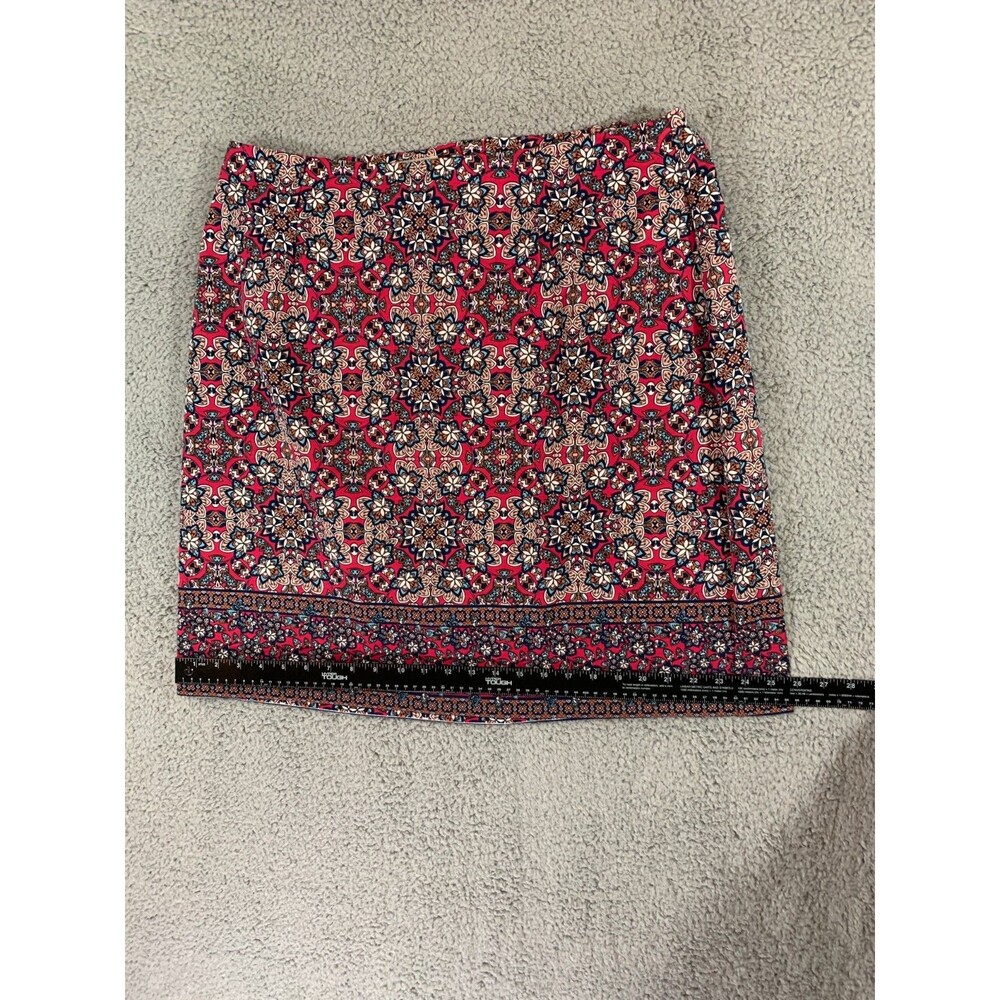Talbots A-Line Skirt Women's Size 16W Pink Floral Stretch Regular Fit Front Zip - Picture 7 of 8